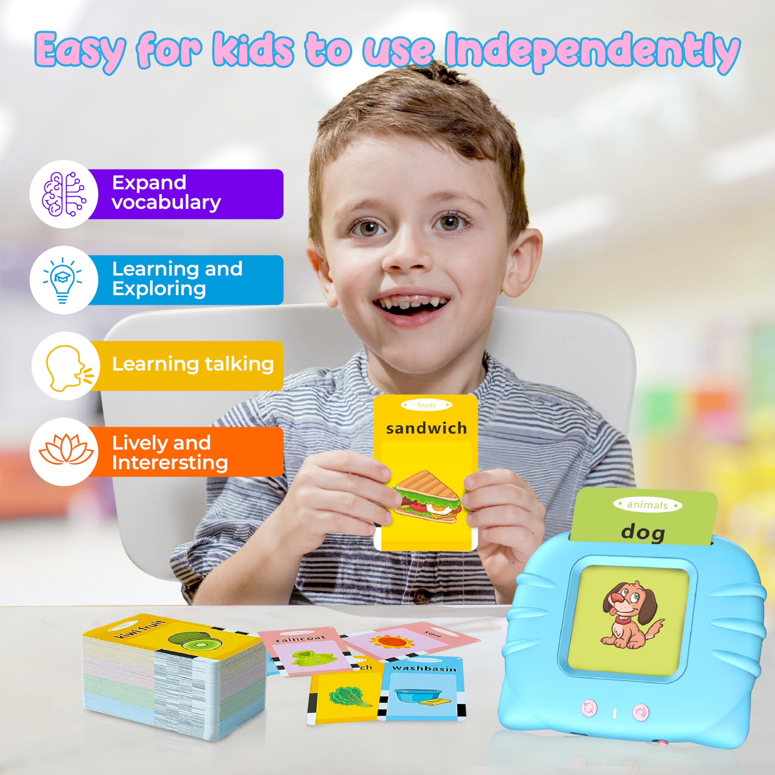 Talking Flash Cards for Toddlers Montessori Learning Words for Kids